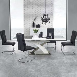 Tavolo allungabile con vetro nero 160/220 da pranzo moderno design bianco Paride