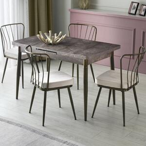 Tavolo allungabile moderno da pranzo 120-150 cm marmo marrone Viano