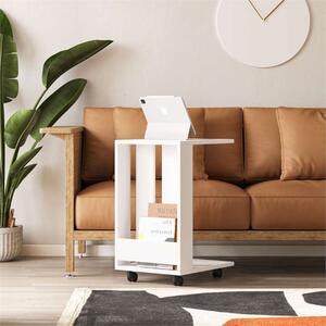 Tavolino soggiorno moderno ruote 37xH67 libreria bianco Star