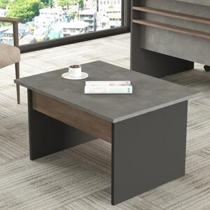 Tavolino ufficio attesa design legno 80xH46 cm rovere scuro antracite ossido Office