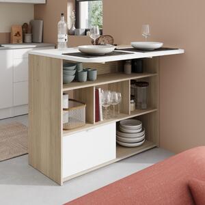 Tavolo bar bancone moderno 110x82 cucina isola rovere bianco Aiko