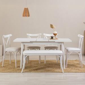 Tavolo moderno allungabile da pranzo rettangolare 130-165 cm bianco Matera