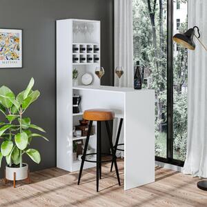 Tavolo moderno 120x180cm libreria penisola bar con ripiani bianco Pepe