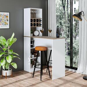 Tavolo moderno 120x180cm libreria penisola bar con ripiani bianco rovere Pepe