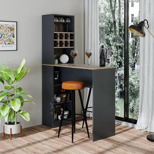 Tavolo moderno 120x180cm libreria penisola bar con ripiani antracite rovere Pepe