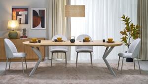 Tavolo allungabile rotondo moderno da pranzo 100/250 rovere beige Vex