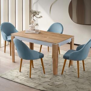 Tavolo moderno da pranzo rettangolare 140x80 cm rovere bianco Toledo