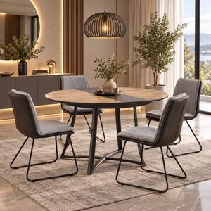 Tavolo allungabile rotondo 118/148 moderno da pranzo rovere antracite Camilla