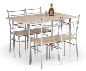 Tavolo con 4 sedie moderno design 110x70 rovere acciaio Morena