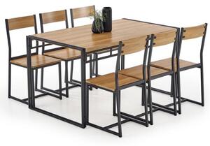 Tavolo con 6 sedie moderno 140x80 rovere nero Moira