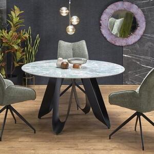 Tavolo da pranzo rotondo 135x135 metallo nero marmo verde Mixa