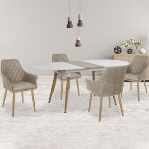 Tavolo da pranzo 160/200 allungabile bianco opaco rovere David