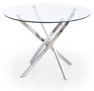 Tavolo in vetro rotondo 100x100 cm da pranzo moderno acciaio cromato Ginevra