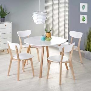 Tavolo allungabile rotondo 102/142 cm da pranzo moderno bianco rovere Siracusa