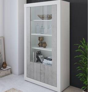 Vetrina moderna cubotto 2 ante vetrinetta 105xH191 bianco cemento Pesaro