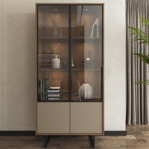 Vetrina moderna 2 ante vetrinetta 90xH190 quercia grigio Firenze