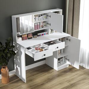 Toeletta trucco moderna salvaspazio specchio 120xH132 bianco Elisea