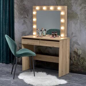Toeletta trucco con luci moderna salvaspazio specchio 94xH140 rovere Style Small