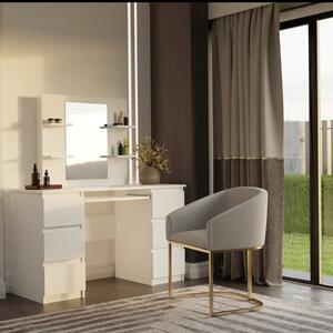 Toeletta trucco moderna specchio 6 cassetti 130xH146 bianco Gima