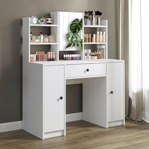 Toeletta trucco moderna salvaspazio specchio 120xH140 bianco Aurora
