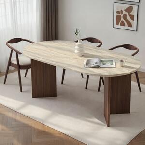 Tavolo moderno da pranzo rettangolare 180x90 cm marmo noce Ferrara