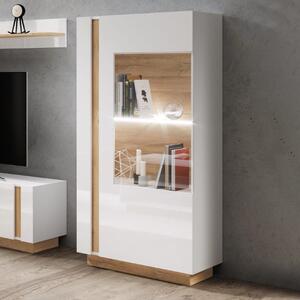 Vetrinetta moderna 72xH154 soggiorno 1 anta bianco rovere Theo