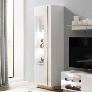 Vetrina moderna 60xH194 soggiorno 1 anta bianco rovere Theo