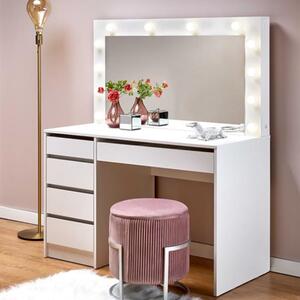Toeletta trucco con luci moderna salvaspazio specchio 120xH140 bianco Style Big