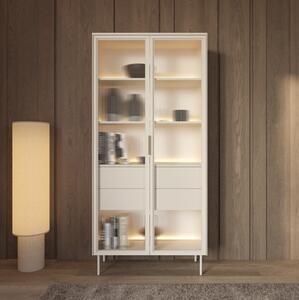 Vetrina alta moderna soggiorno 2 ante led 92xH195 beige Vichy