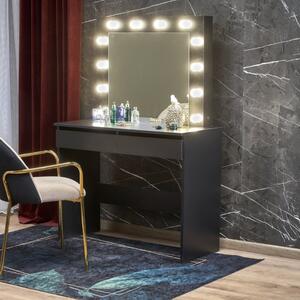 Toeletta trucco con luci moderna salvaspazio specchio 94xH140 nero Style Small