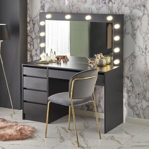 Toeletta trucco con luci moderna salvaspazio specchio 120xH140 nero Style Big