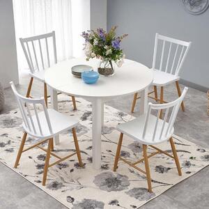 Tavolo rotondo allungabile 102/142 cm moderno design bianco Lucca