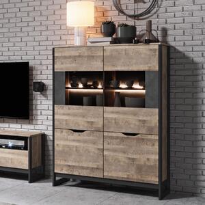 Vetrinetta moderna 109xH150 4 ante quercia scura ossido Naomi
