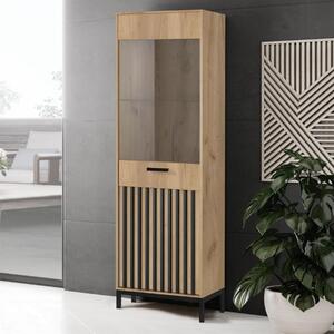 Vetrina alta moderna soggiorno 2 ante 54xH191 rovere nero Hollister