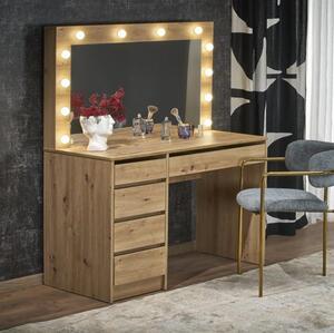 Toeletta trucco con luci moderna salvaspazio specchio 120xH140 rovere Style Big