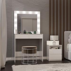 Toeletta trucco con luci moderna salvaspazio specchio bianco Elisir