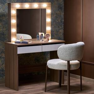 Toeletta trucco con luci moderna salvaspazio specchio 94xH140 noce cashmire Style Small