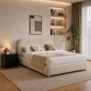Letto matrimoniale moderno 160x200 tessuto beige Kora