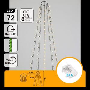 Aigostar - LED Catena luminosa natalizia per esterni 72xLED/8 funzioni 3xAA 1,2m IP44 bianco caldo