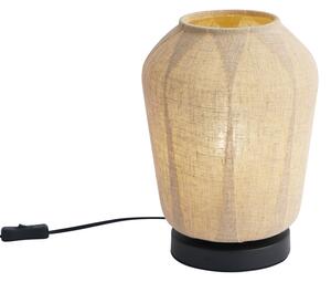 Lampada da tavolo Japandi nera con paralume in lino beige 21,5 cm - Nami