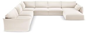 Divano angolare beige (con penisola a sinistra/a U) con rivestimento in velluto Vanda – Mazzini Sofas
