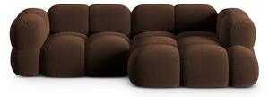 Divano angolare marrone scuro (con penisola a destra/con chaise lounge) con rivestimento in velluto Loretto – Cosmopolitan Design