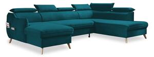 Divano letto angolare a U in velluto turchese (angolo destro) Sweet Harmony - Miuform