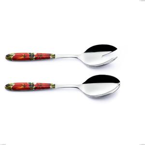 Coppia insalata Vero Albenga, acciaio 18.0 nickel free, manicatura pbt sublimato acciaio lucido, lunghezza 250 mm