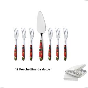 Confezione a libro 13 pezzi, forchettine pi� paletta dolce Vero Albenga, acciaio 18.0 nickel free, manicatura pbt sublimato acciaio lucido