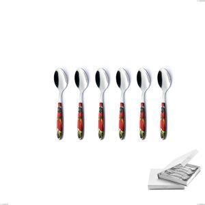 Confezione a libro 6 pezzi cucchiaini caff� Vero Albenga, acciaio 18.0 nickel free, manicatura pbt sublimato acciaio lucido
