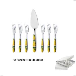 Confezione a libro 13 pezzi, forchettine pi� paletta dolce Vero Sorrento, acciaio 18.0 nickel free, manicatura pbt sublimato acciaio lucido