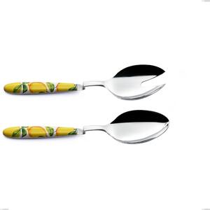 Coppia insalata Clip Vero Sorrento, acciaio 18.0 nickel free, manicatura pbt sublimato acciaio lucido, lunghezza 235 mm