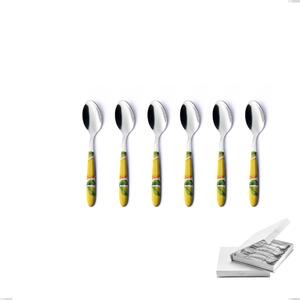 Confezione a libro 6 pezzi cucchiaini caff� Vero Sorrento, acciaio 18.0 nickel free, manicatura pbt sublimato acciaio lucido