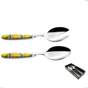 Confezione Vetrina 2 pezzi Insalata Clip Vero Sorrento, acciaio 18.0 nickel free, manicatura pbt sublimato acciaio lucido